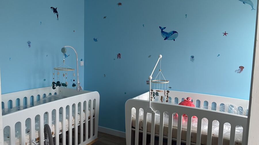 Chambre peinte en bleu finitions – peinture intérieure Tours